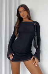 Excuse Me Miss Long Sleeve Mini Dress Black