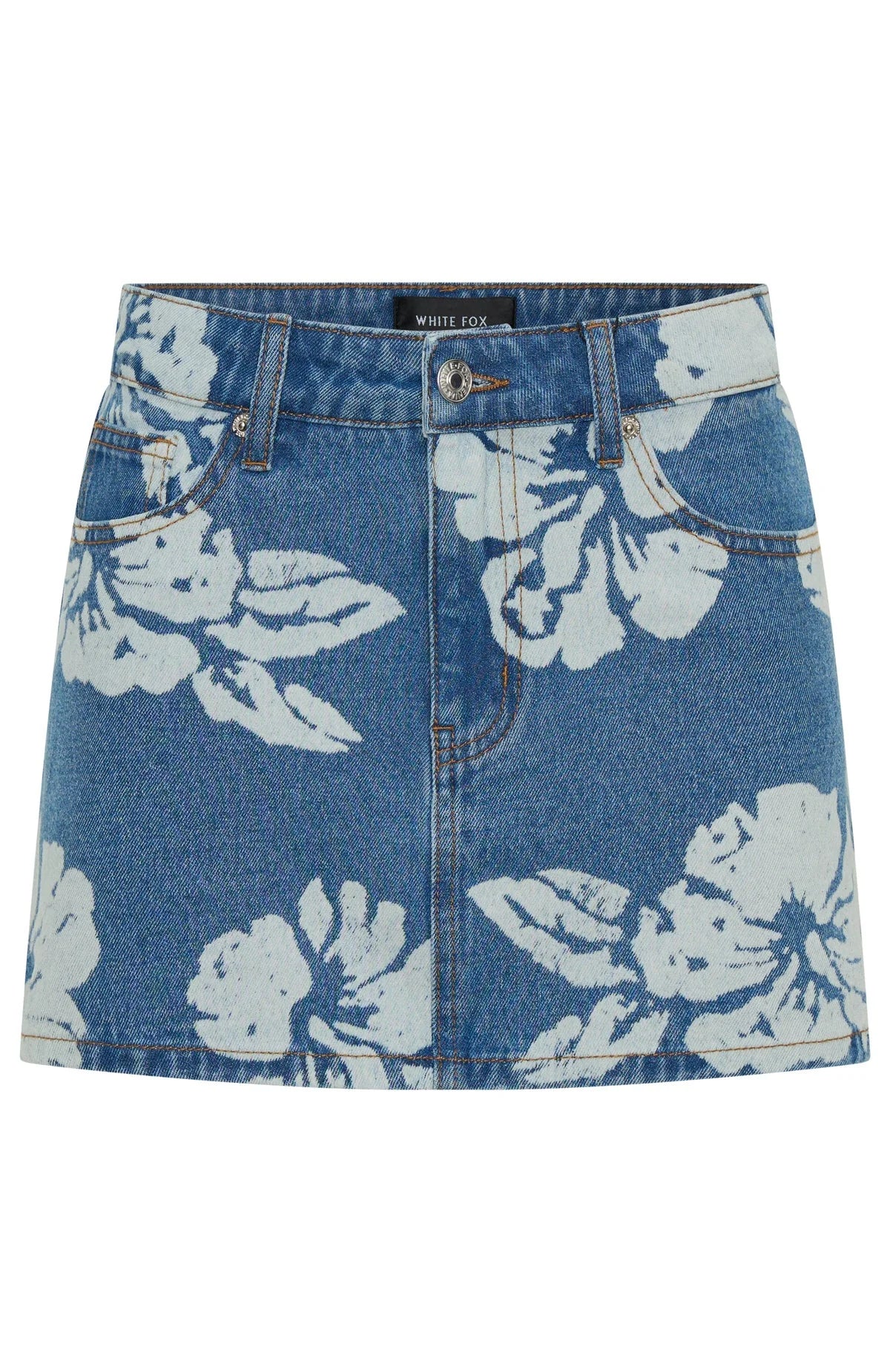 Won't Stop Searching Denim Mini Skirt Flower Print